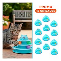 Pack12 Estructura Moderna de 3 Niveles con Pelotas Celeste para Gato